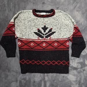 Vintage FABE Crewneck Knit Sweater Size M Holiday Retro Ski Geometic Nordic